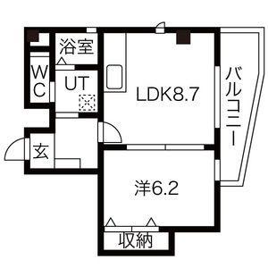 THE RESIDENCE IMAIKE ノース(1LDK/7階)の間取り写真