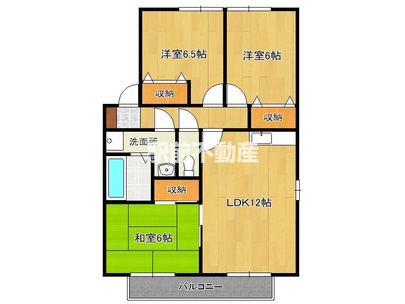 セジュール木乃原D(3LDK/2階)の間取り写真