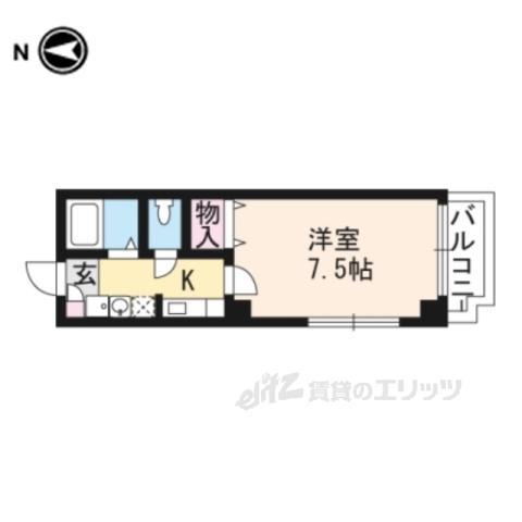 E.ZE.御所南(1K/2階)の間取り写真