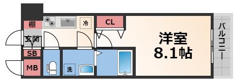 S-RESIDENCE緑橋SERIO(1K/6階)の間取り写真