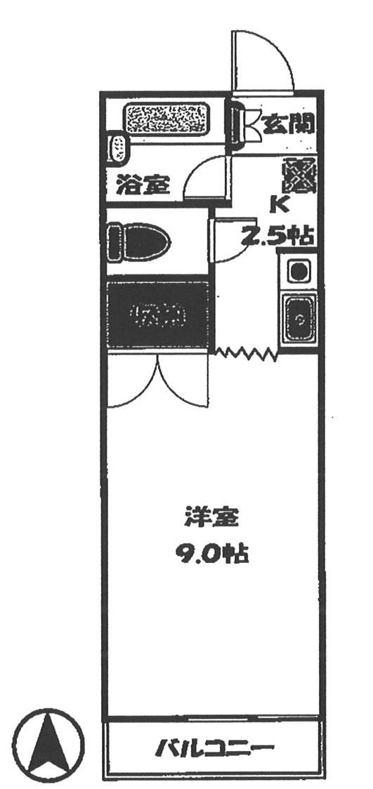 かすみコーポ内田(1K/2階)の間取り写真