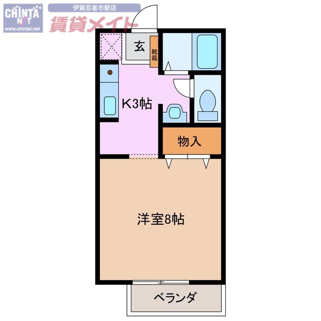 M・NハイツA(1K/2階)の間取り写真