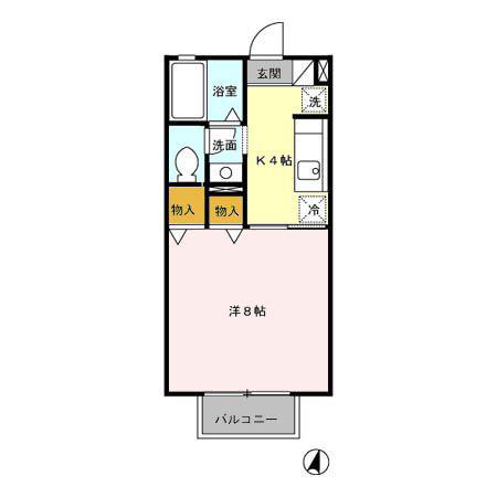 メゾンボナール(1K/1階)の間取り写真