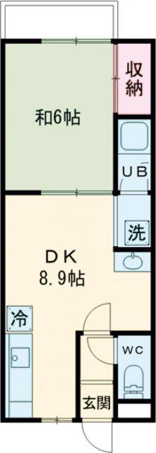 北浜コスモビル(1DK/2階)の間取り写真