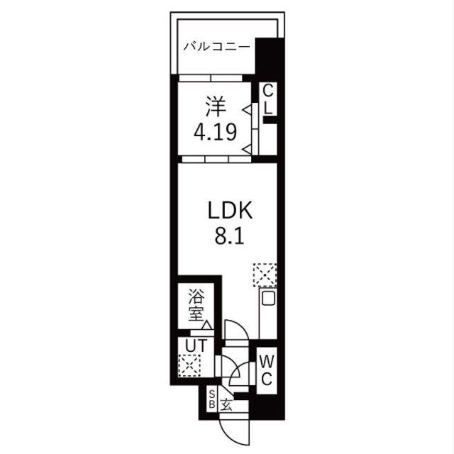 ATLAS加賀屋(1LDK/7階)の間取り写真