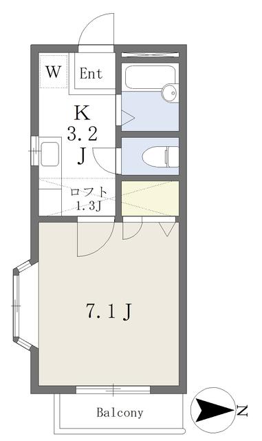 エクセルシャトー菱沼(1K/2階)の間取り写真