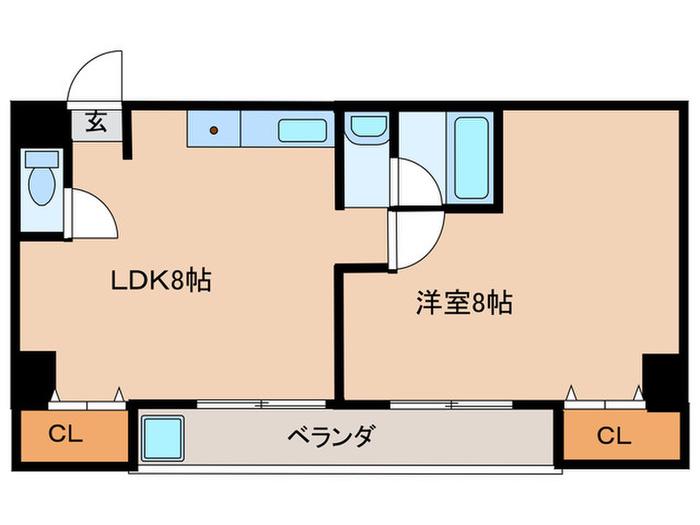 エムプリス上町(ワンルーム/4階)の間取り写真