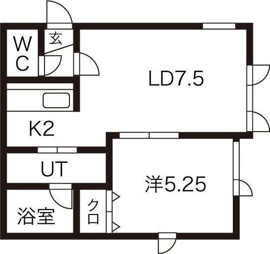 レグルス麻生(1LDK/2階)の間取り写真