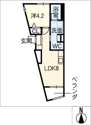 STORIA(1LDK/2階)の間取り写真