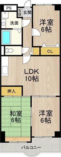 センターロイヤル(3LDK/3階)の間取り写真