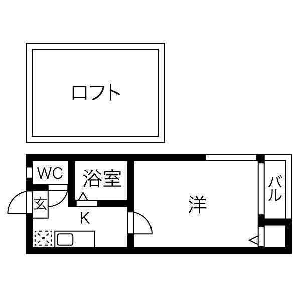 プルミエ(1K/1階)の間取り写真