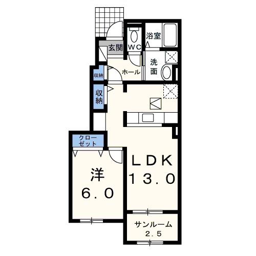 クラールハイム(1SLDK/1階)の間取り写真