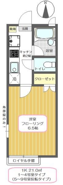 ベルエイト北綾瀬II(1K/1階)の間取り写真