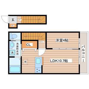 GR鹿野(1LDK/2階)の間取り写真