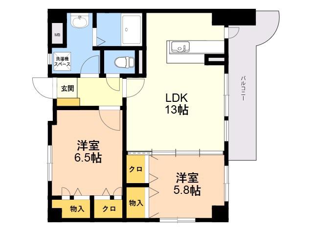 アムール古水(2LDK/3階)の間取り写真