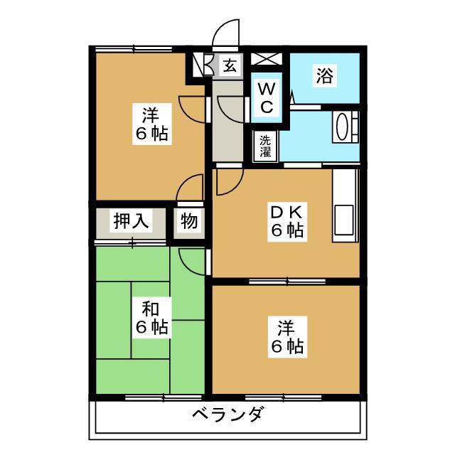 サンモールハイツ(3DK/1階)の間取り写真