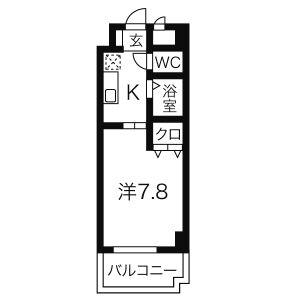 びいⅥ植田(1K/4階)の間取り写真