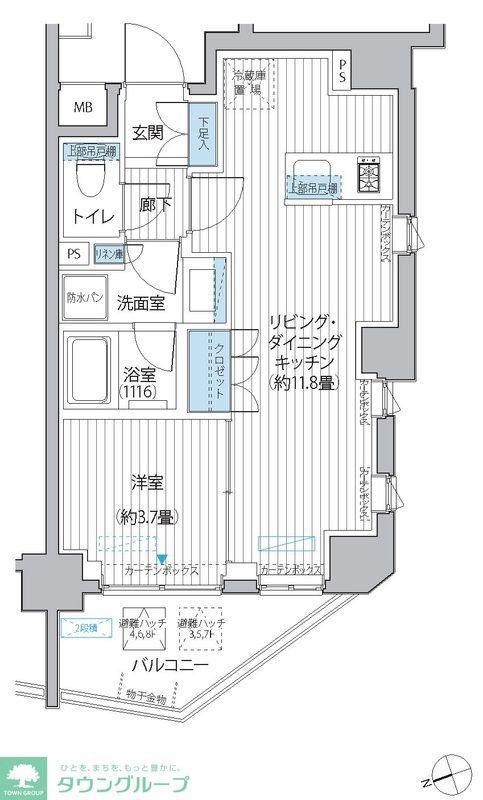 プラネソシエ大森山王(1LDK/3階)の間取り写真