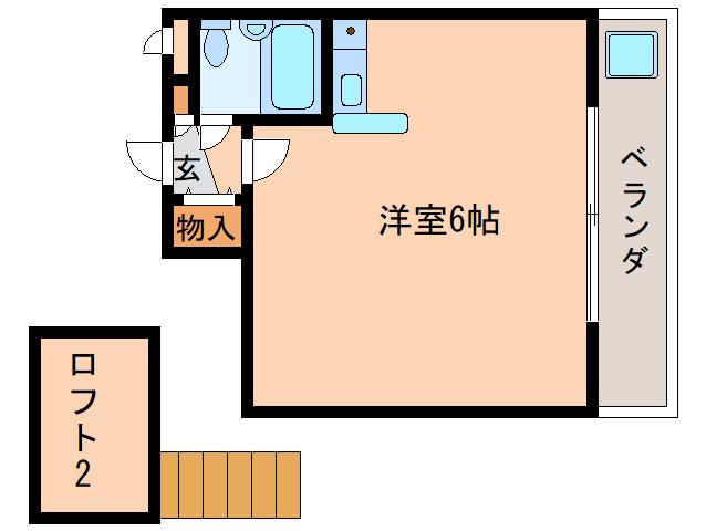リバーヒル帝塚山(ワンルーム/2階)の間取り写真