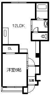 カームリーピュアα(1LDK/1階)の間取り写真