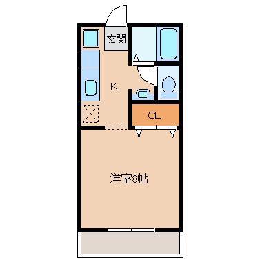 ジュネスII(1K/1階)の間取り写真