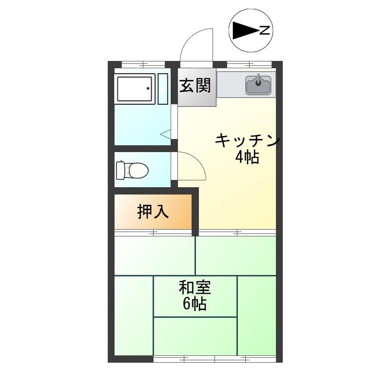 第二泉ハイツ(1K/2階)の間取り写真