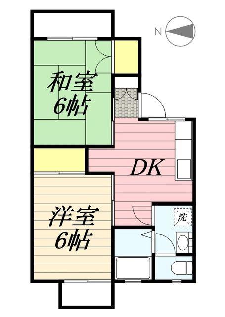 セジュール山口Ⅱ(2DK/1階)の間取り写真