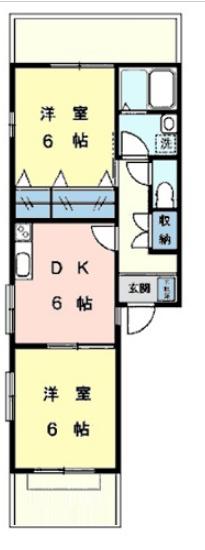 ベルハウス(2DK/2階)の間取り写真