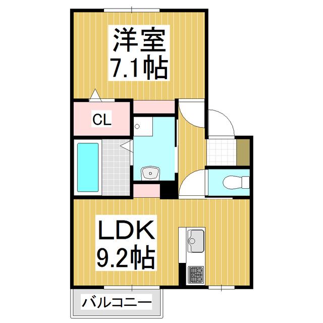 パルムドールB(1LDK/2階)の間取り写真