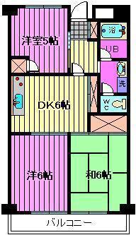 砂サンシャインシティ 1(3DK/6階)の間取り写真