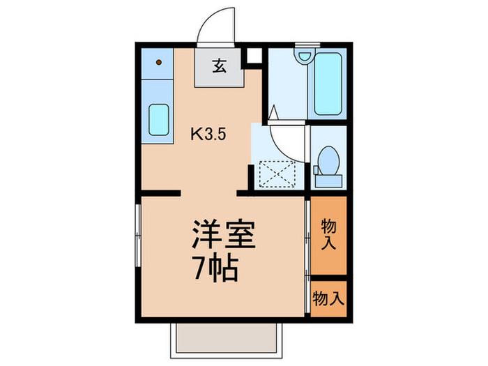 K′S FLAT(1K/2階)の間取り写真