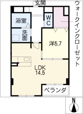 エルミタージュ(1LDK/7階)の間取り写真