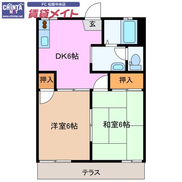 ラフォーレ久保(2DK/1階)の間取り写真