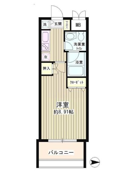 スカイパーク御苑(1K/8階)の間取り写真