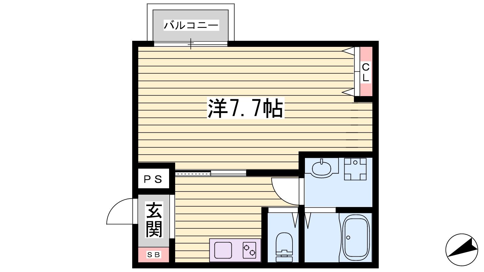 明石エヌエムスワサントユイット(1K/3階)の間取り写真