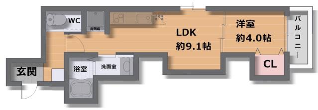 F ASECIA NEIGE(1LDK/3階)の間取り写真