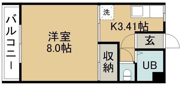 ビューハイム中央(1K/4階)の間取り写真