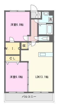 オレンジヒルズ(2LDK/3階)の間取り写真