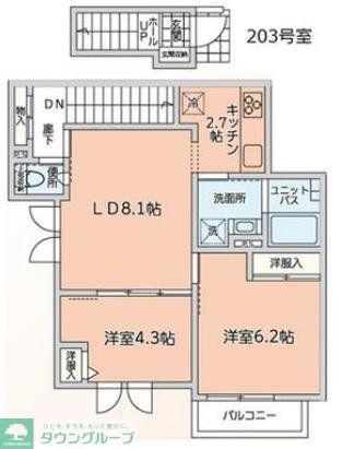 富士ハイツ(2LDK/2階)の間取り写真