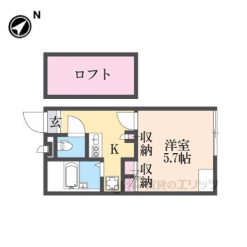 レオパレス道意1号(1K/2階)の間取り写真
