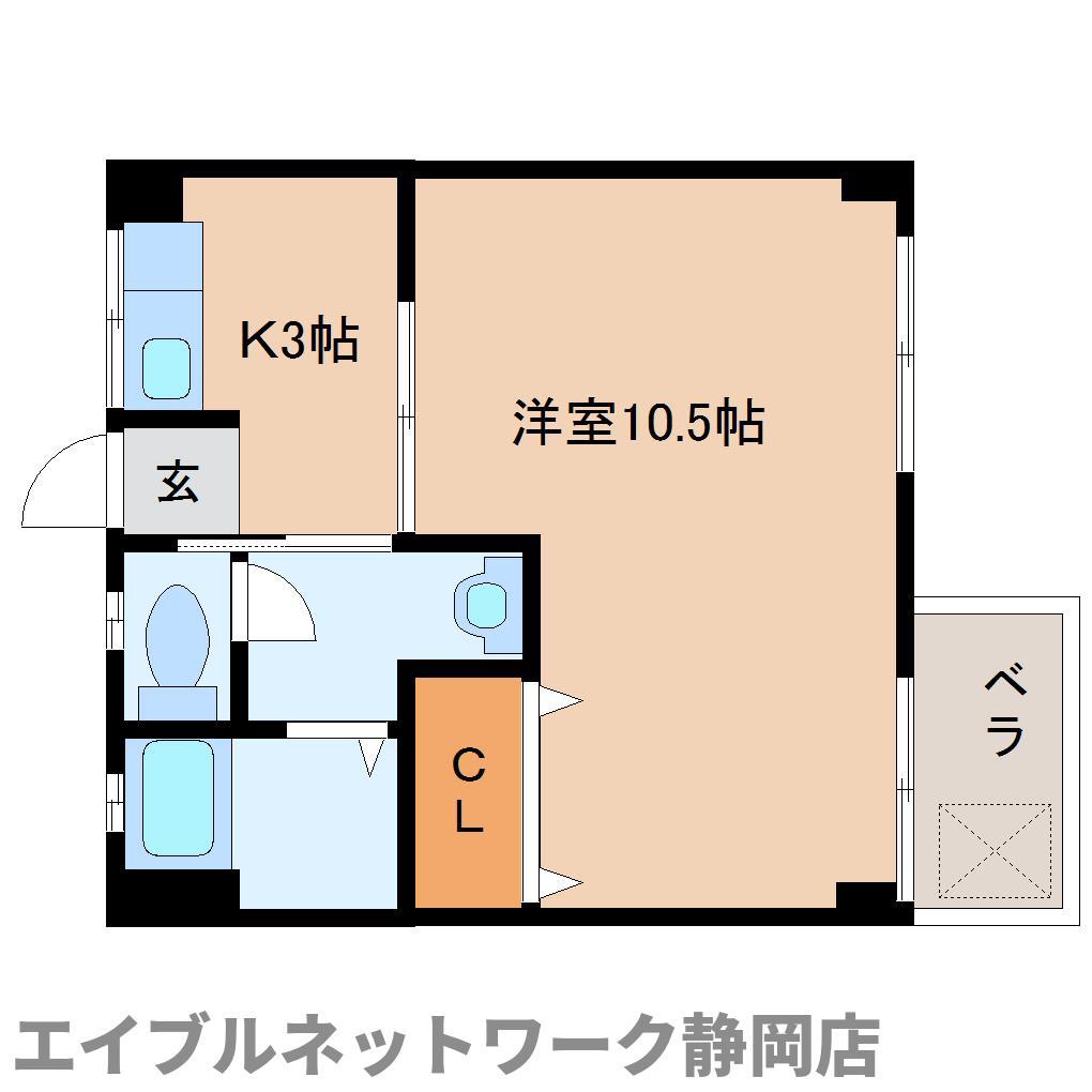 人宿町コーポラス(1K/4階)の間取り写真
