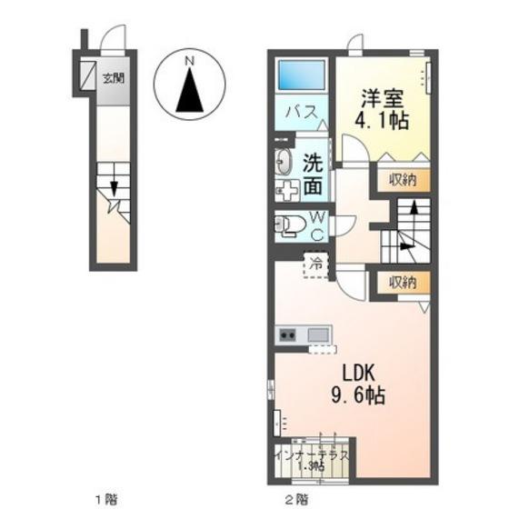 モンヴェール(1LDK/2階)の間取り写真
