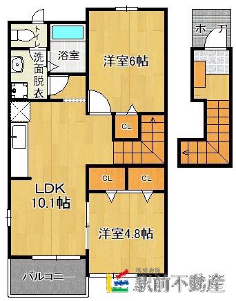 サンイーストA(2LDK/2階)の間取り写真