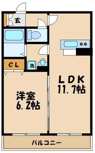 ビューノ芦花(1LDK/2階)の間取り写真