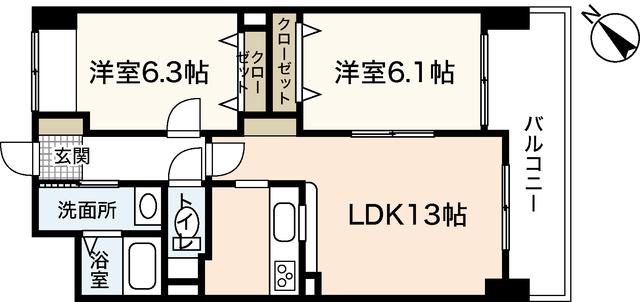 KERASIA(2LDK/6階)の間取り写真