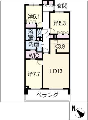 プライムメゾン富士見台(3LDK/3階)の間取り写真