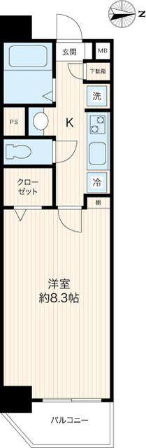 ルリオン錦糸町エグゼ(1K/2階)の間取り写真