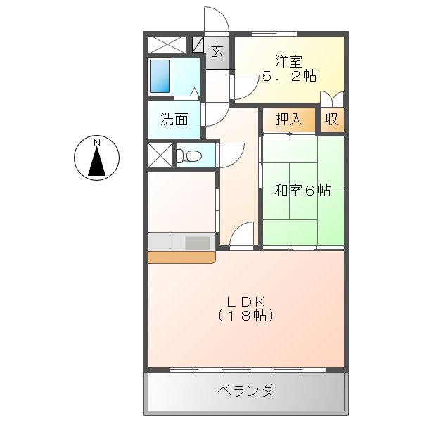 アベニュー青山(2LDK/4階)の間取り写真