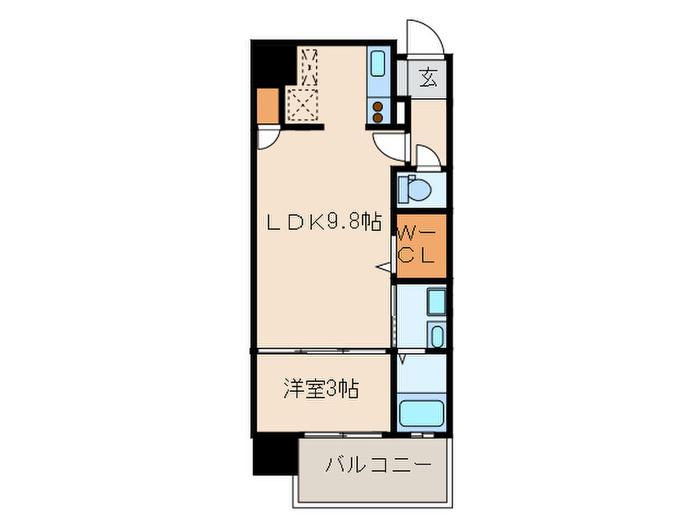 グランフォーレプライム西新(1LDK/6階)の間取り写真