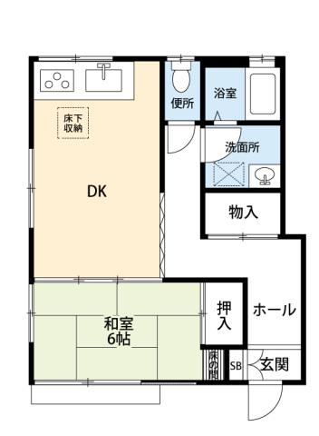 カーミービルズ(1DK/1階)の間取り写真